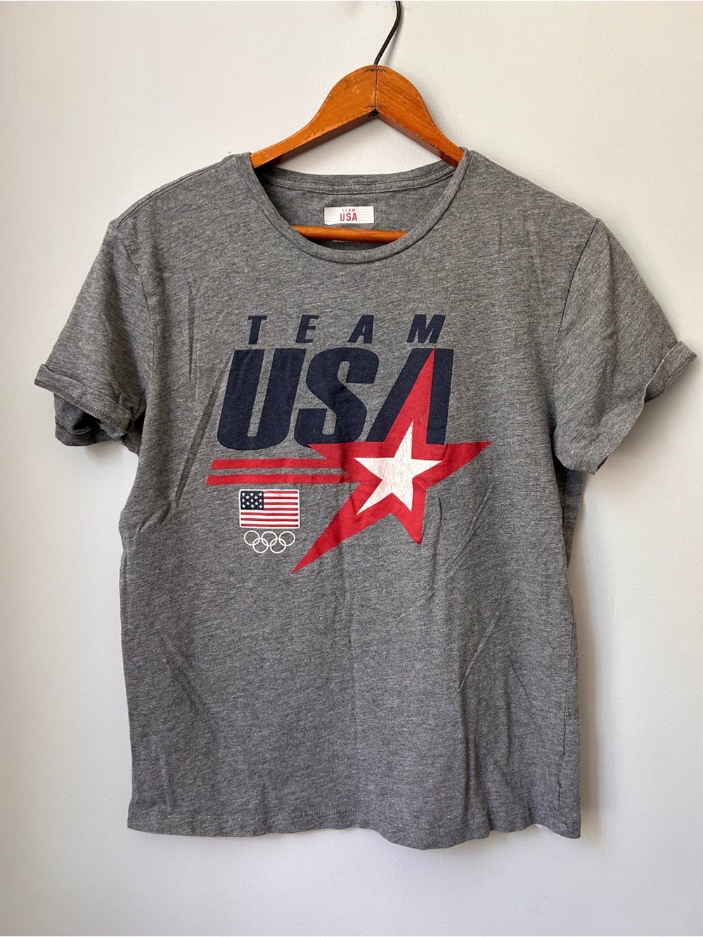 Team USA Olympic Shirt Gray Star Graphic Tee‎ Men’s S